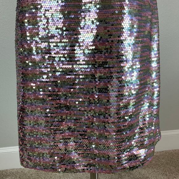 Vince Camuto Sparkly Sequined Mini Sheath Cocktail Dress Size 6 Pink and Silver - Picture 8 of 13